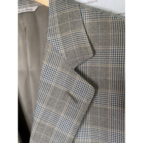 CANALI Olive Brown Blue Silk Wool Tweed Plaid Sport Coat Jacket Blazer  US 38 - Picture 3 of 8